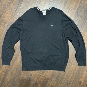 Lacoste Long Sleeve Pullover Sweater 100% Cotton Black Size 9/XL Men